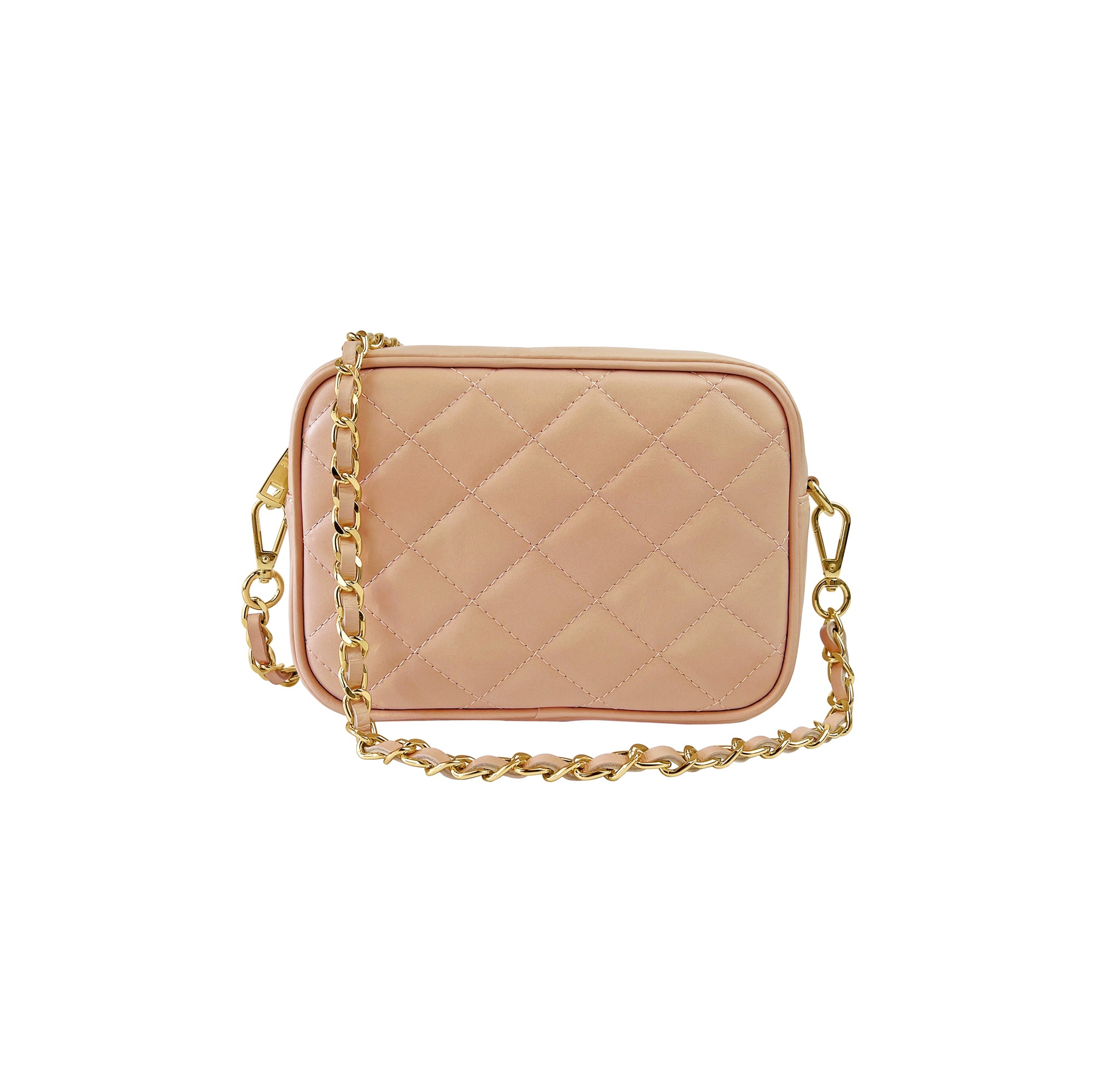 Borsa Donna a Tracolla Trapuntata Rosa, In Vera Pelle, Made in Italy, Nora Parubi Borse - foto prodotto